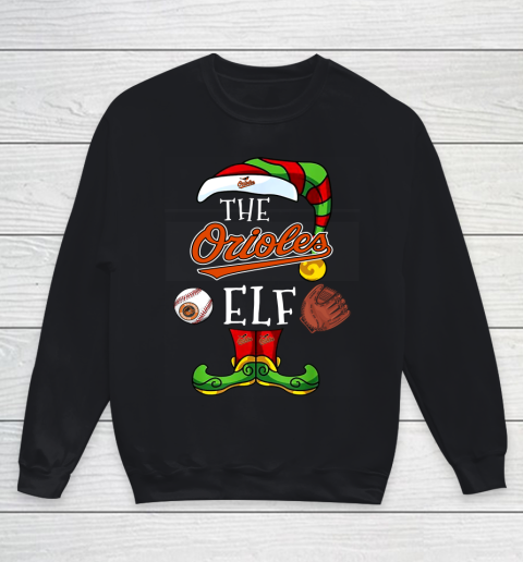 Baltimore Orioles Christmas ELF Funny MLB Youth Sweatshirt