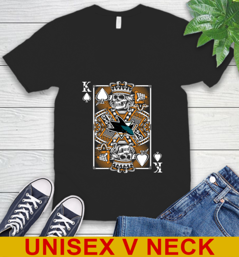 San Jose Sharks NHL Hockey The King Of Spades Death Cards Shirt V-Neck T-Shirt