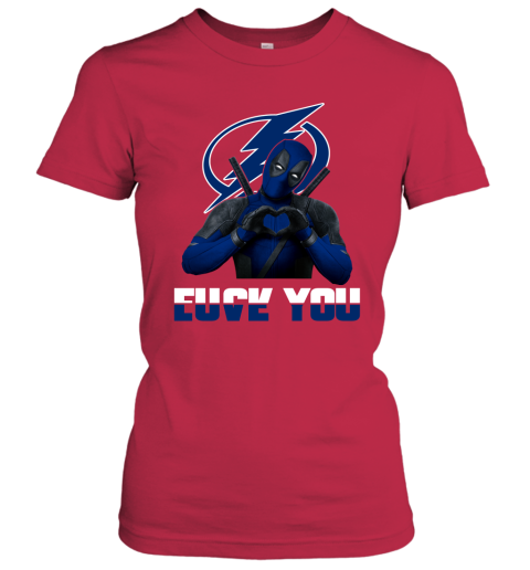 NHL Tampa Bay Lightning Deadpool Love You Fuck You Hockey Sports 63pYOoWPZF6 ladies t shirt 20 95 151514 front red