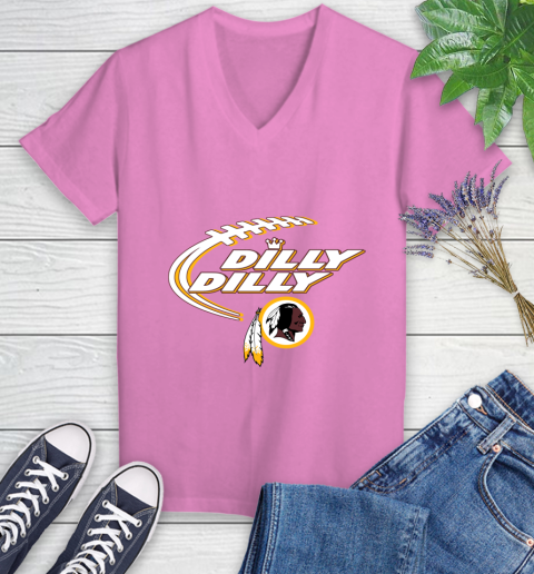 NFL Washington Redskins Dilly Dilly Football Sports Women's V-Neck T-Shirt 14