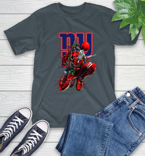 NFL Deadpool Marvel Comics Sports Football New York Giants T-Shirt 9