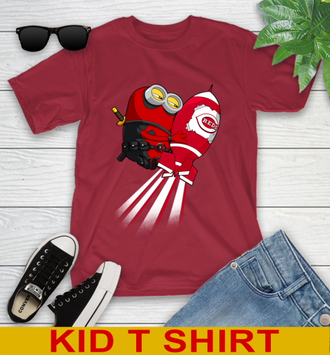 MLB Baseball Cincinnatim Reds Deadpool Minion Marvel Shirt Youth T-Shirt 12