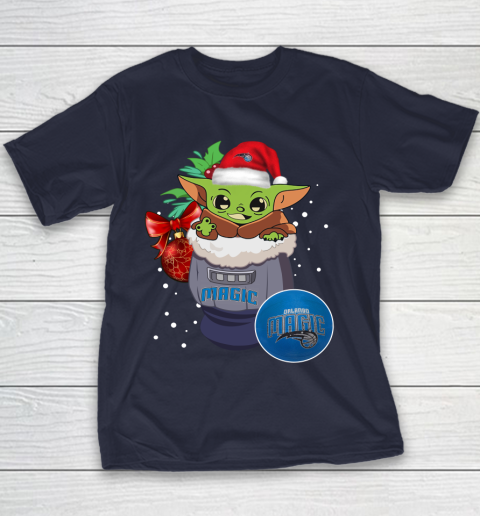 Orlando Magic Christmas Baby Yoda Star Wars Funny Happy NBA Youth T-Shirt 4