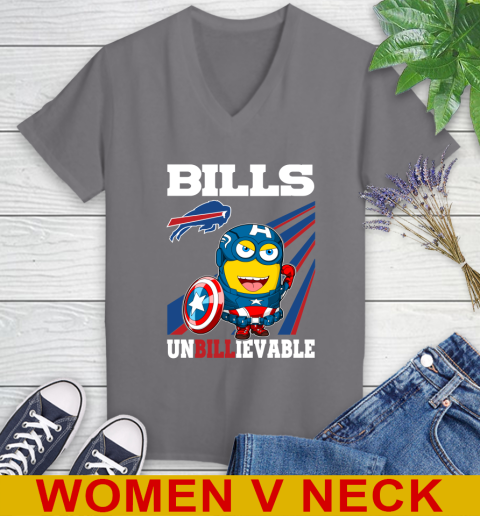 NFL Football Buffalo Bills Captain America Marvel Avengers Minion Shirt Women's V-Neck T-Shirt 11