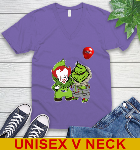 Baltimore Ravens Baby Pennywise Grinch Christmas NFL Football V-Neck T-Shirt 9