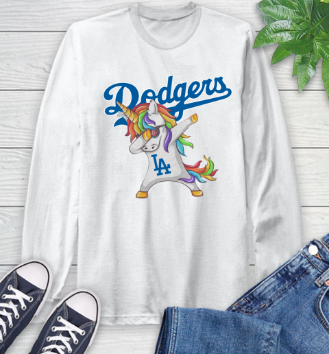 Los Angeles Dodgers MLB Baseball Funny Unicorn Dabbing Sports Long Sleeve T-Shirt