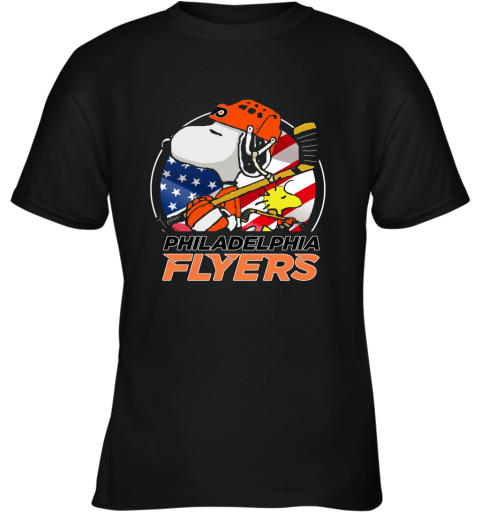 Philadelphia Flyers Ice Hockey Snoopy And Woodstock NHL Youth T-Shirt