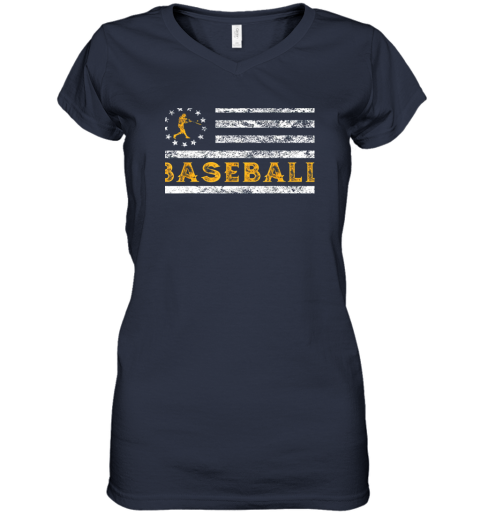 yz5o baseball lovers vintage american betsy ross flag softball women v neck t shirt 39 front navy