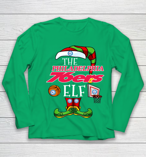 Philadelphia 76ers Christmas ELF Funny NBA Youth Long Sleeve 4