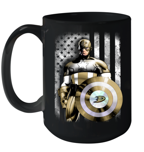 Anaheim Ducks NHL Hockey Captain America Marvel Avengers American Flag Shirt Ceramic Mug 15oz