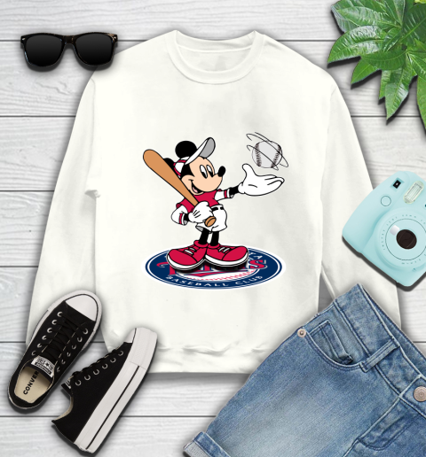 MLB Baseball Minnesota Twins Cheerful Mickey Disney Shirt Youth Sweatshirt 2