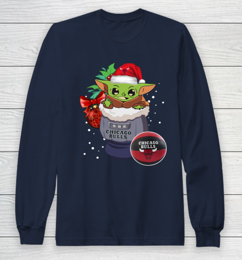 Chicago Bulls Christmas Baby Yoda Star Wars Funny Happy NBA Long Sleeve T-Shirt 4