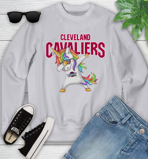 Cleveland Cavaliers NBA Basketball Funny Unicorn Dabbing Sports Youth Sweatshirt 4