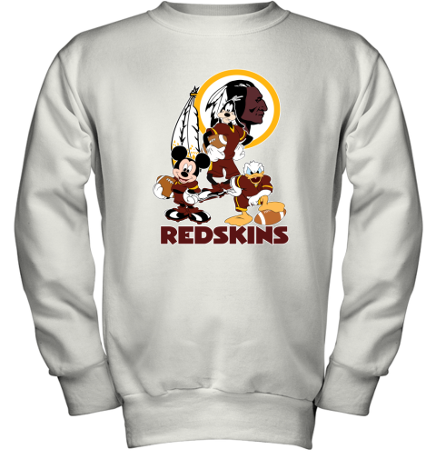 Mickey Donald Goofy The Three Washington Redskins Football Youth Sweatshirt