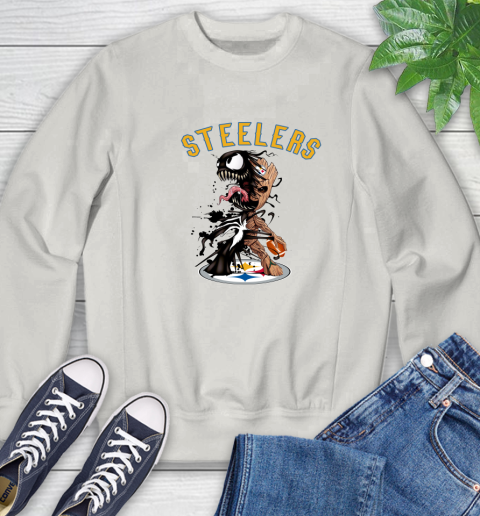 NFL Pittsburgh Steelers Football Venom Groot Guardians Of The Galaxy Sweatshirt 12