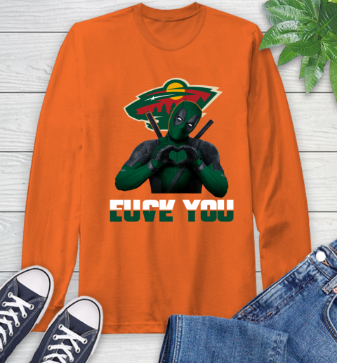 NHL Minnesota Wild Deadpool Love You Fuck You Hockey Sports Long Sleeve T-Shirt 4