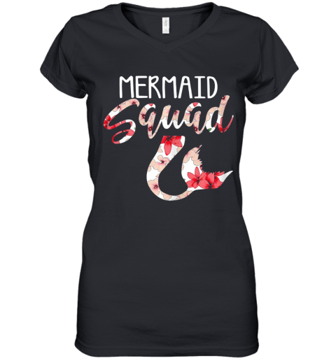 Mermaid Squad Mermaid Birthday For Girls Party Women's V-Neck T-Shirt