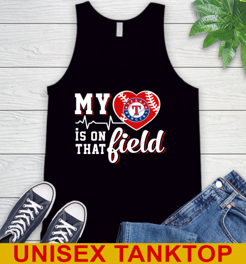 MLB My Heart Is On That Field Baseball Sports Texas Rangers Tank Top