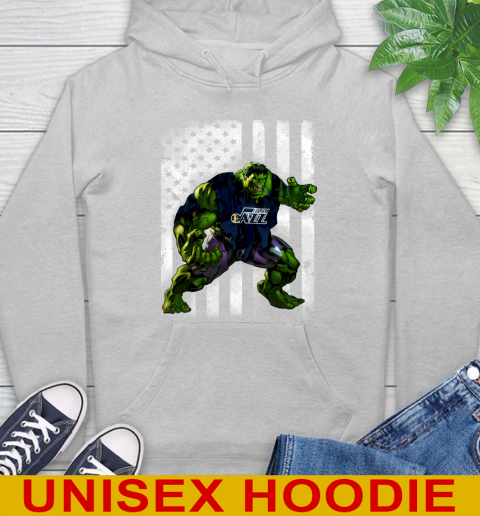 Utah Jazz Hulk Marvel Avengers NBA Basketball American Flag Hoodie 6