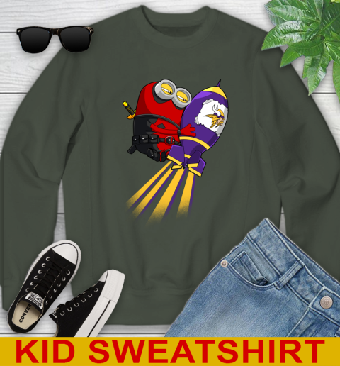 NFL Football Minnesota Vikings Deadpool Minion Marvel Shirt Youth Sweatshirt 8