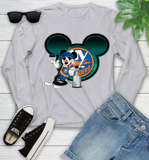NHL New York Islanders Stanley Cup Mickey Mouse Disney Hockey T Shirt Youth Long Sleeve 5
