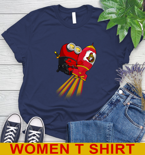 NHL Hockey Ottawa Senators Deadpool Minion Marvel Shirt Women's T-Shirt 12
