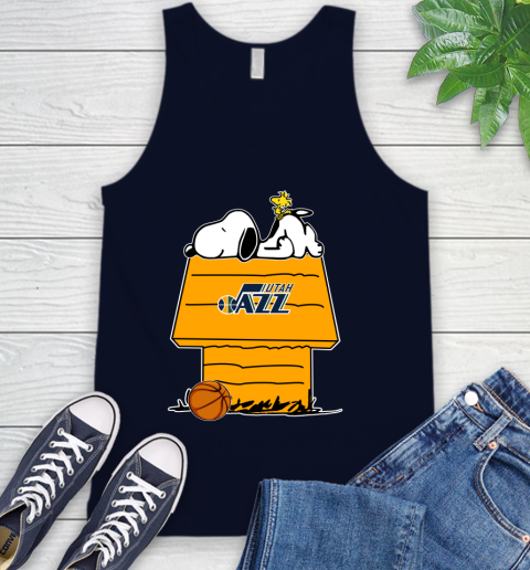 Utah Jazz NBA Basketball Snoopy Woodstock The Peanuts Movie Tank Top 3
