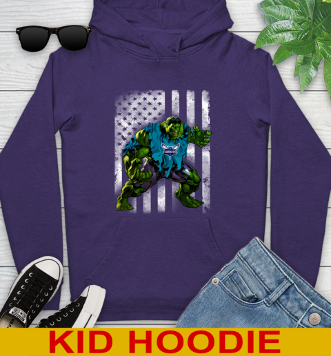Charlotte Hornets Hulk Marvel Avengers NBA Basketball American Flag Youth Hoodie 5