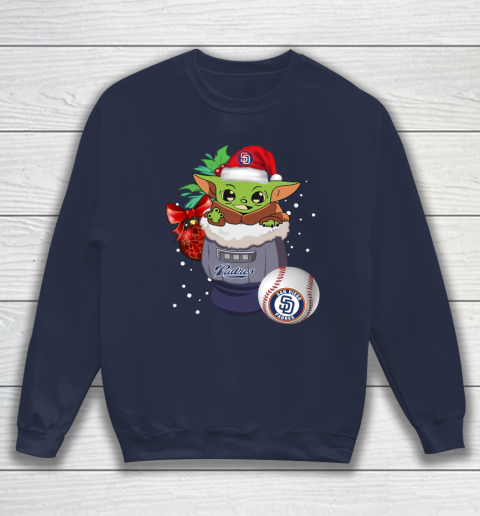 San Diego Padres Christmas Baby Yoda Star Wars Funny Happy MLB Sweatshirt 3