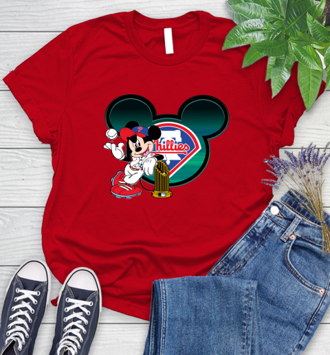 MLB Philadelphia Phillies The Commissioner's Trophy Mickey Mouse Disney Women's T-Shirt 9