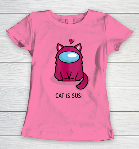 Among Us Game Shirt Cute Cat Astronaut Among me or us Nerdy Girl Gamer Women's T-Shirt 9