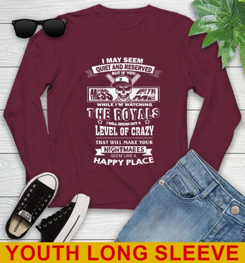 Kansas City Royals MLB Baseball If You Mess With Me While I'm Watching My Team Youth Long Sleeve - Image 7