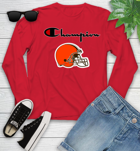 NFL Football Cleveland Browns Champion Shirt Youth Long Sleeve 9