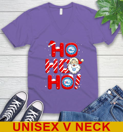 Philadelphia 76ers NBA Basketball Ho Ho Ho Santa Claus Merry Christmas Shirt V-Neck T-Shirt 8