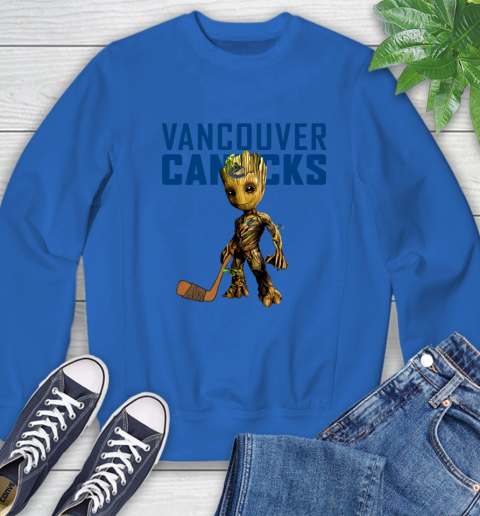 Vancouver Canucks NHL Hockey Groot Marvel Guardians Of The Galaxy Sweatshirt 8