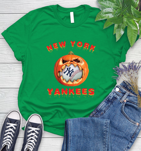 MLB New York Yankees Halloween Pumpkin Baseball Sports Women's T-Shirt 6