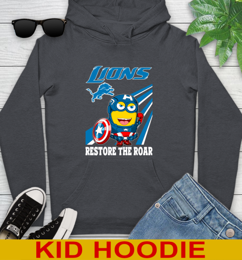 NFL Football Detroit Lions Captain America Marvel Avengers Minion Shirt Youth Hoodie 9