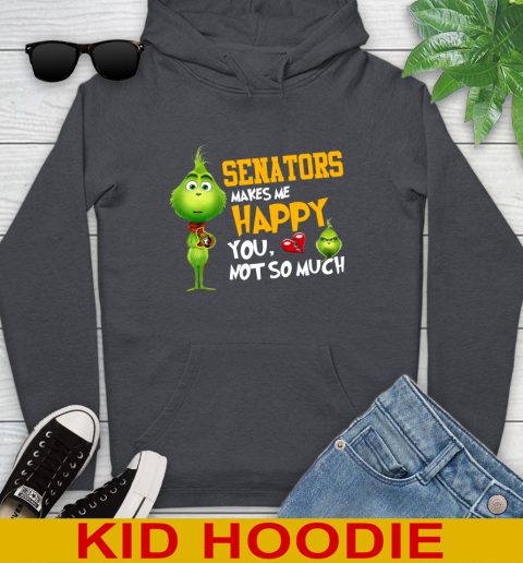 NHL Ottawa Senators Makes Me Happy You Not So Much Grinch Hockey Sports Youth Hoodie 9
