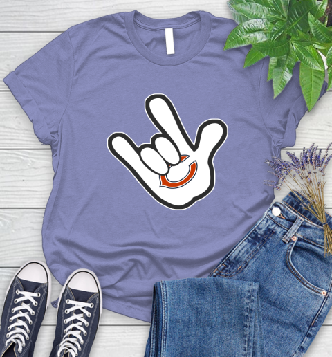 Chicago Bears NFL Football Mickey Rock Hand Disney Women's T-Shirt 11