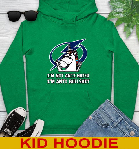 Tampa Bay Lightning NHL Hockey Unicorn I'm Not Anti Hater I'm Anti Bullshit Youth Hoodie 8