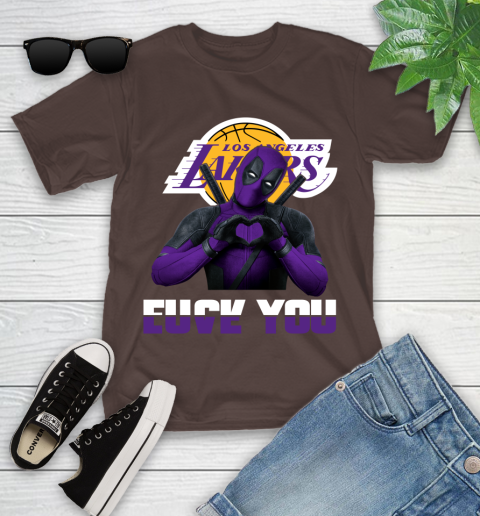 NBA Los Angeles Lakers Deadpool Love You Fuck You Basketball Youth T-Shirt 7
