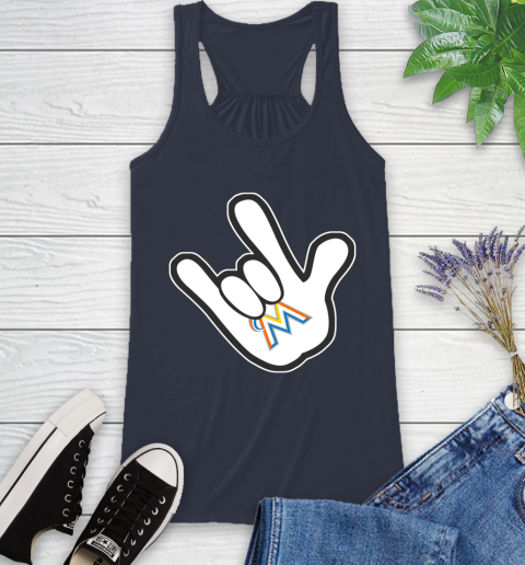 Miami Marlins MLB Baseball Mickey Rock Hand Disney Racerback Tank 12