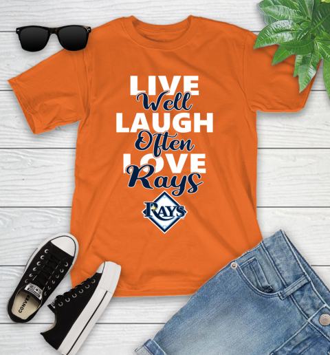 MLB Baseball Tampa Bay Rays Live Well Laugh Often Love Shirt Youth T-Shirt 8