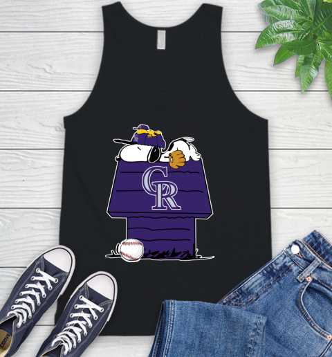 MLB Colorado Rockies Snoopy Woodstock The Peanuts Movie Baseball T Shirt Tank Top 2