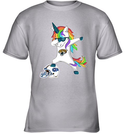 Football Dabbing Unicorn Steps On Helmet Jacksonville Jaguars Youth T-Shirt