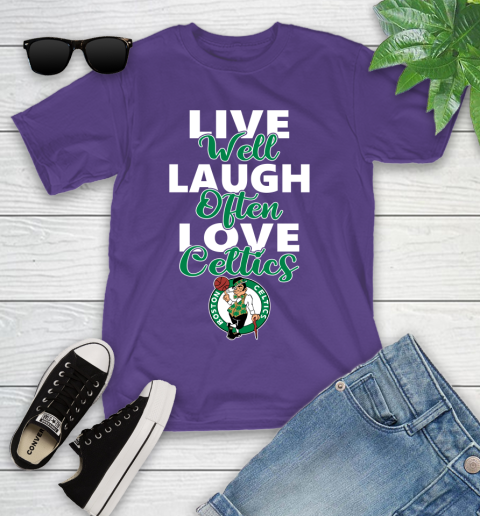 NBA Basketball Boston Celtics Live Well Laugh Often Love Shirt Youth T-Shirt 3