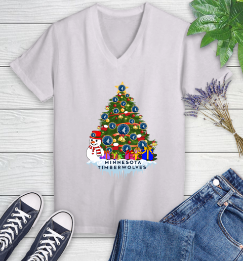 Minnesota Timberwolves Merry Christmas NBA Basketball Sports Women's V-Neck T-Shirt
