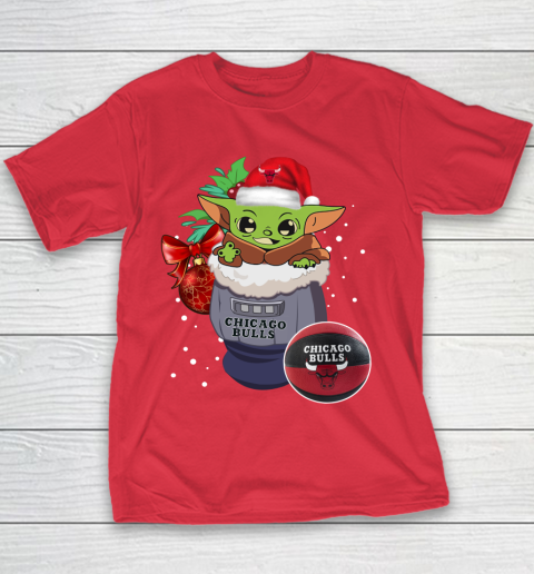 Chicago Bulls Christmas Baby Yoda Star Wars Funny Happy NBA Youth T-Shirt 9