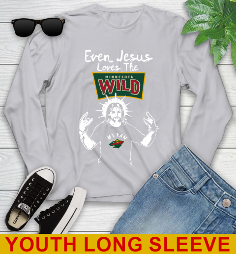 Minnesota Wild NHL Hockey Even Jesus Loves The Wild Shirt Youth Long Sleeve 5