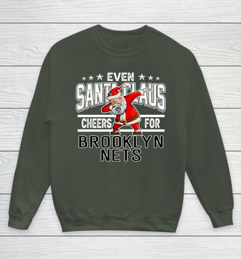 Brooklyn Nets Even Santa Claus Cheers For Christmas NBA Youth Sweatshirt 8
